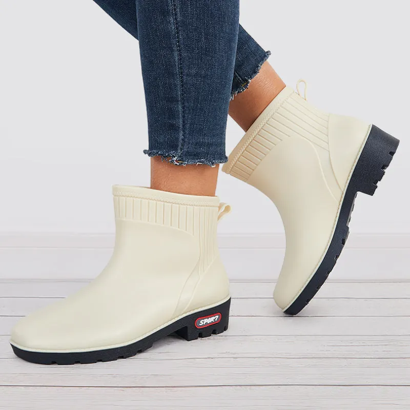 Wide Calf Rain Boots Waterproof Solid Color Outdoor Shoes sold by Tinstree