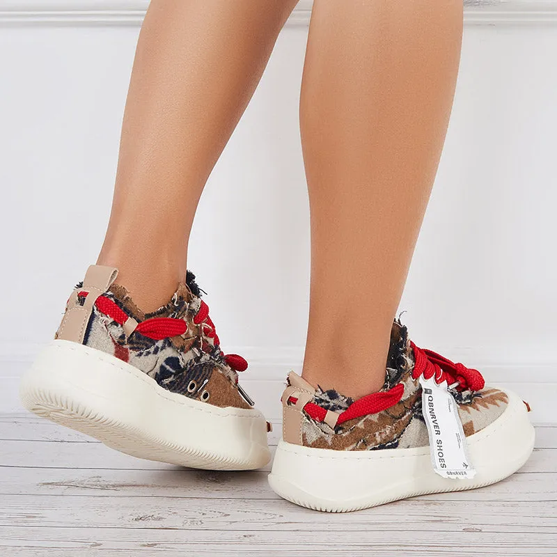 Women Low Top Platform Sneakers Lace Up Walking Shoes sold by Tinstree product image thumbnail 5