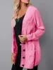 Women Long Sleeve Cable Knit Sweater Button Open Front Cardigans Coat sold by Tinstree