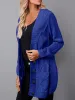 Women Long Sleeve Cable Knit Sweater Button Open Front Cardigans Coat sold by Tinstree