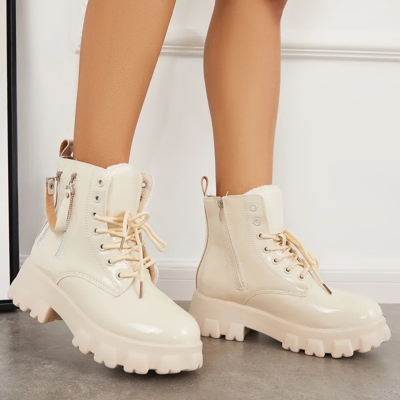 Punk Lug Sole Ankle Boots Platform Chunky Heel Combat Booties sold by Tinstree