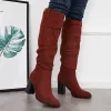Pointed Toe Knee High Tall Boots Chunky Stacked Heel Riding Boots sold by Tinstree