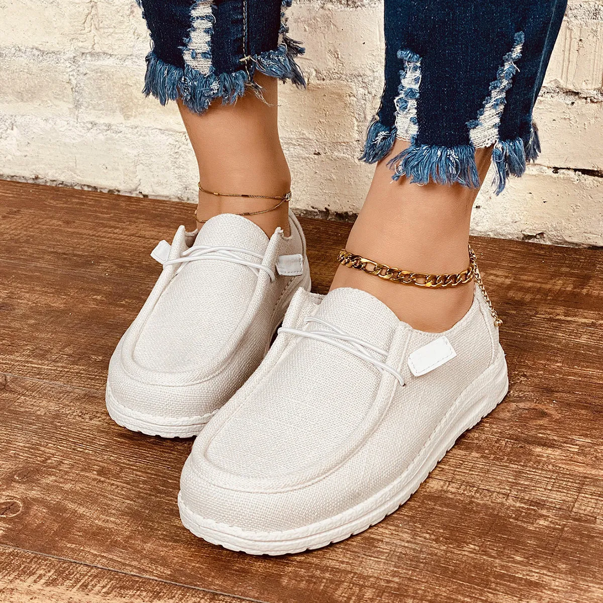 Casual Slip on Lightweight Walking Shoes Flat Sneakers sold by Tinstree