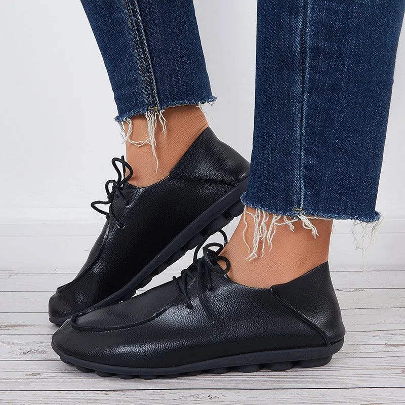 Women Lace Up Loafers Non Slip Rubber Sole Flats Shoes sold by Tinstree product image thumbnail 2