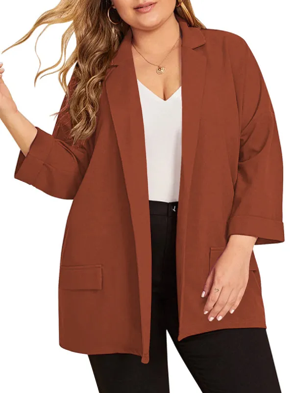 Women Plus Size Casual Blazer Open Front Long Sleeve Work Office Jackets Blazer sold by Tinstree
