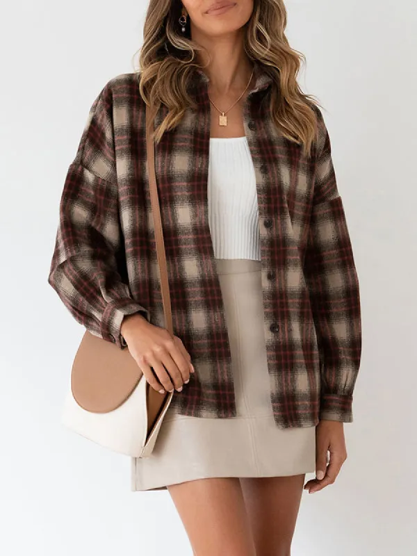 Womens Plaid Flannel Shirts Long Sleeve Button Down Shirt Blouse Tops sold by Tinstree