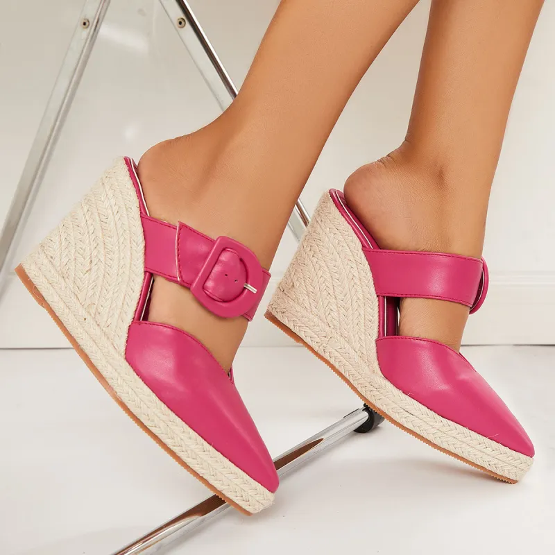 Pointed Toe Espadrille Platform Wedges Slip on High Heel Sandals sold by Tinstree
