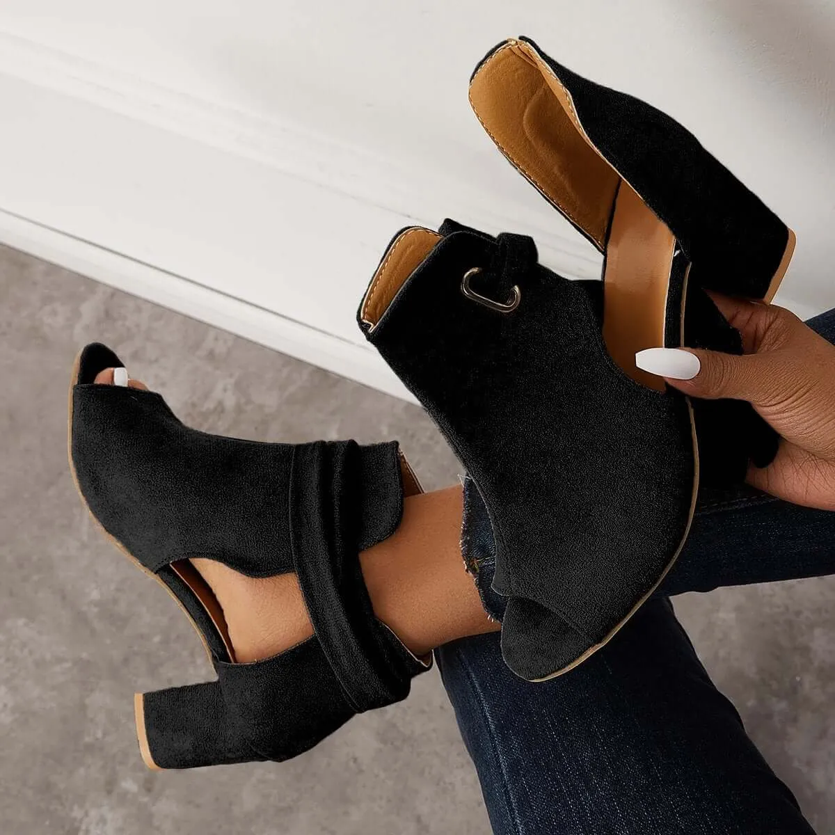 Hollow Chunky High Heels Lace Up Bowknot Ankle Strap Sandals sold by Tinstree product image thumbnail 3