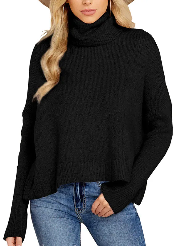 Women Loose Sweaters Turtleneck Long Sleeve Batwing Knit Pullover Sweater sold by Tinstree product image thumbnail 4