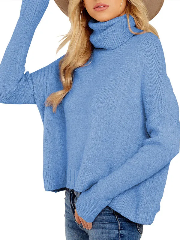 Women Loose Sweaters Turtleneck Long Sleeve Batwing Knit Pullover Sweater sold by Tinstree product image thumbnail 2