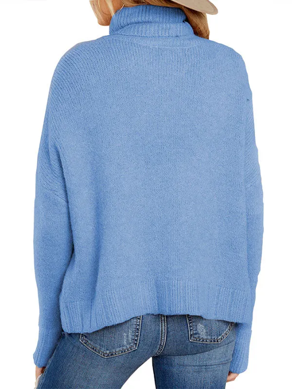 Women Loose Sweaters Turtleneck Long Sleeve Batwing Knit Pullover Sweater sold by Tinstree product image thumbnail 3