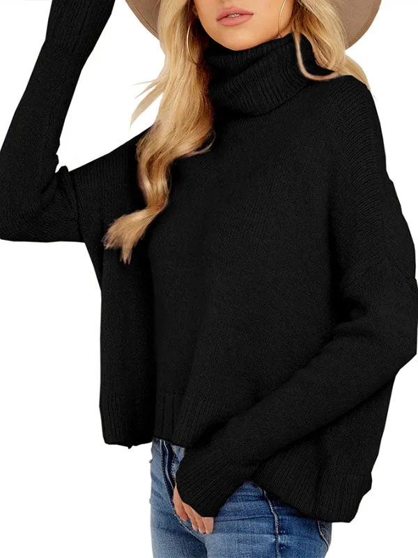 Women Loose Sweaters Turtleneck Long Sleeve Batwing Knit Pullover Sweater sold by Tinstree product image thumbnail 5
