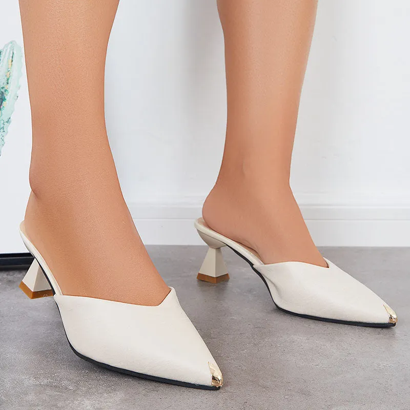 Pointed Toe Kitten Heel Mules Slippers Backless Pumps Slip on Dress Shoes sold by Tinstree product image thumbnail 4