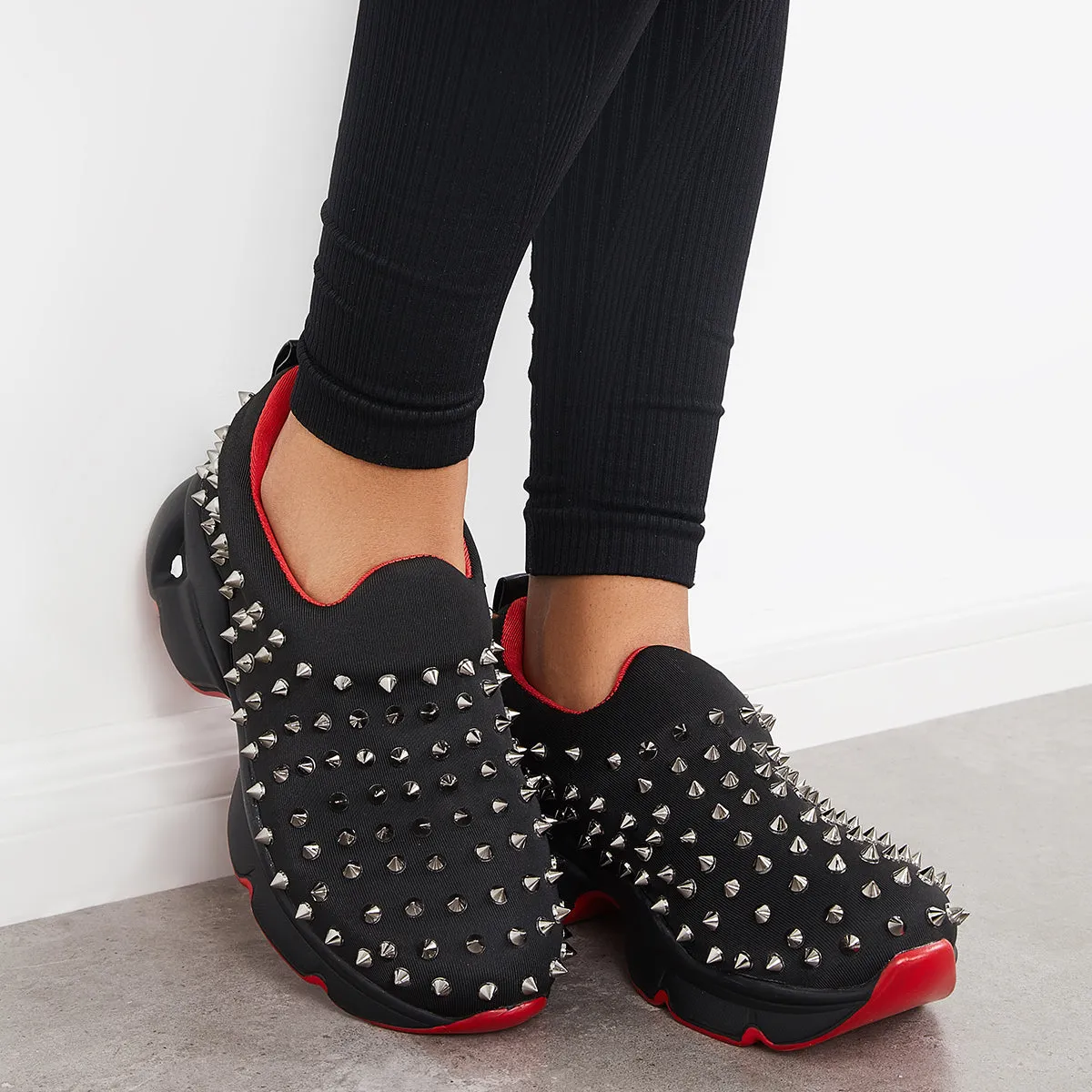 Rivet Decor Slip on Chunky Sneakers Thick Sole Running Shoes sold by Tinstree product image thumbnail 4