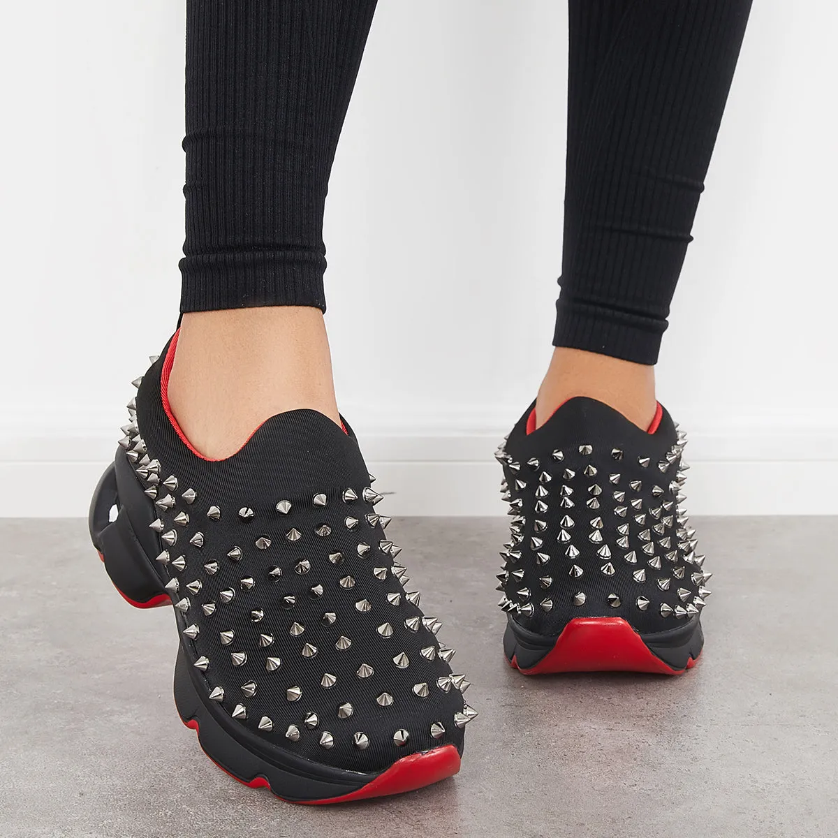 Rivet Decor Slip on Chunky Sneakers Thick Sole Running Shoes sold by Tinstree product image thumbnail 2