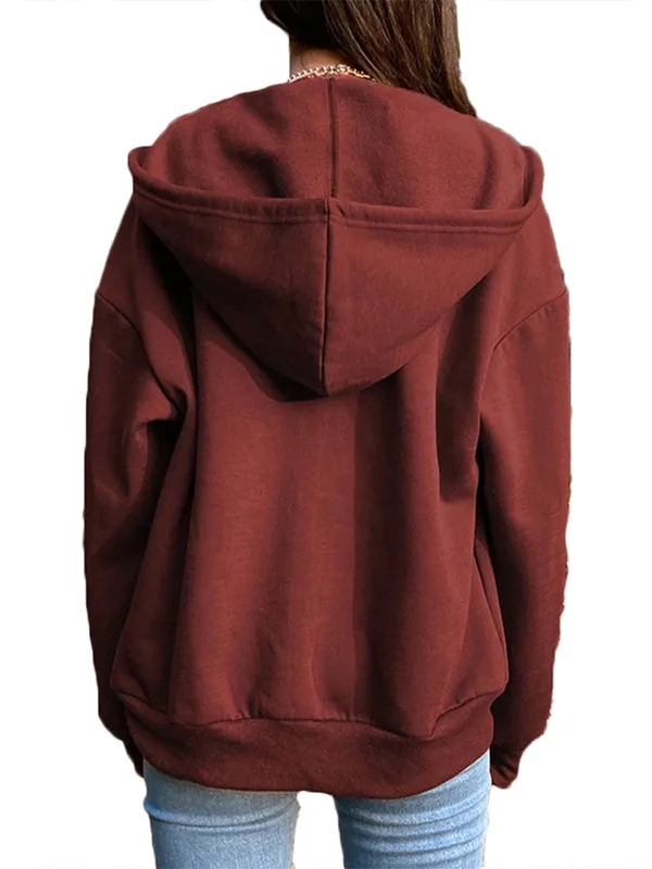 Women Full Zip Up Hoodie Comfy Solid Sweatshirt Long Sleeve Jacket sold by Tinstree product image thumbnail 2