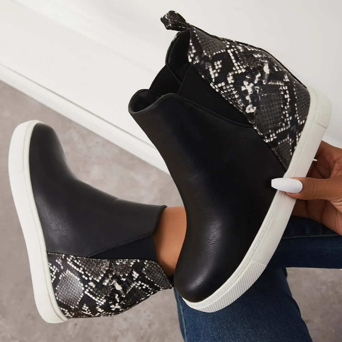 Slip on Hidden Wedge Sneakers Platform Wedge Booties sold by Tinstree product image thumbnail 4