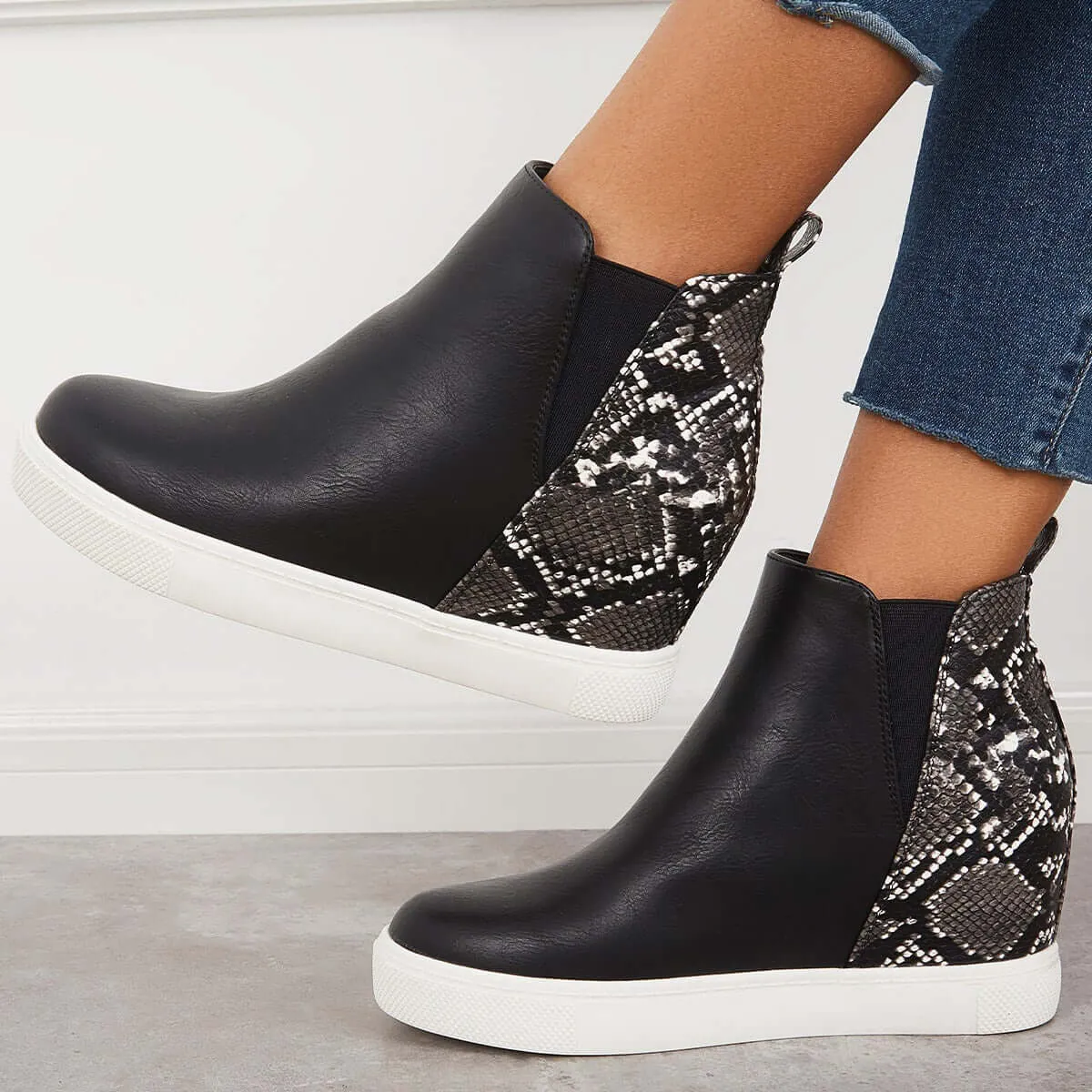 Slip on Hidden Wedge Sneakers Platform Wedge Booties sold by Tinstree product image thumbnail 3