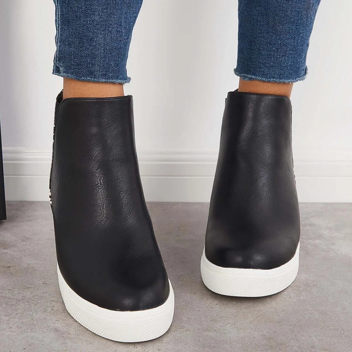 Slip on Hidden Wedge Sneakers Platform Wedge Booties sold by Tinstree product image thumbnail 2