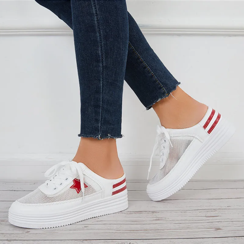Mesh Platform Mule Sneakers Half Drag Walking Shoes sold by Tinstree