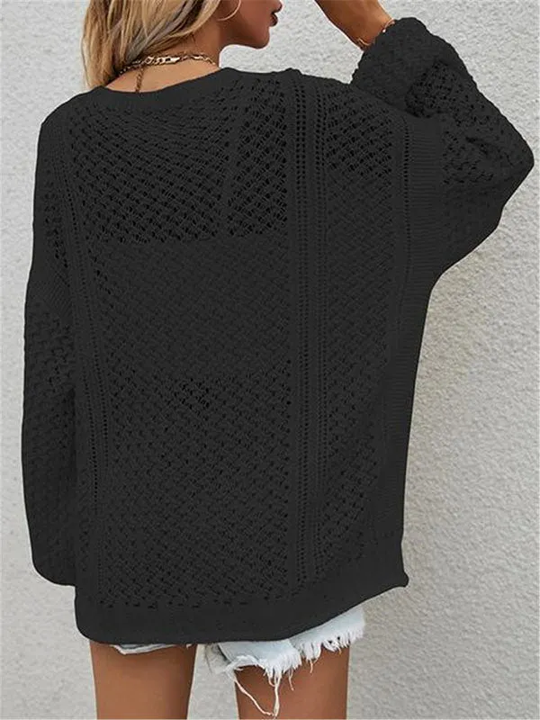 Women Crochet Cardigan Sweater Solid Color Oversized Summer Open Front Outwear sold by Tinstree product image thumbnail 4