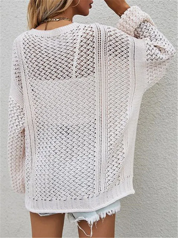 Women Crochet Cardigan Sweater Solid Color Oversized Summer Open Front Outwear sold by Tinstree product image thumbnail 2