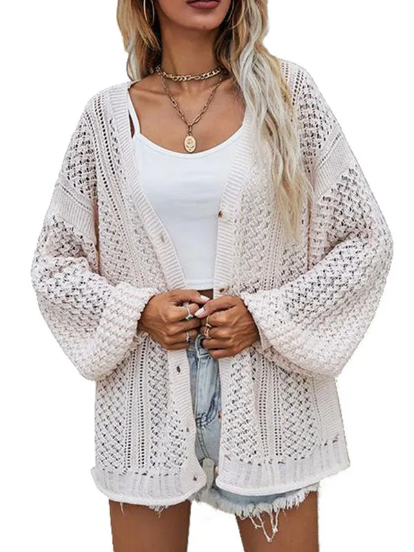 Women Crochet Cardigan Sweater Solid Color Oversized Summer Open Front Outwear sold by Tinstree