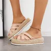 Casual Slip on Cross Strap Espadrille Platform Sandals sold by Tinstree
