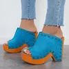 Retro Chunky Platform Heel Mules Slip on Sandals sold by Tinstree