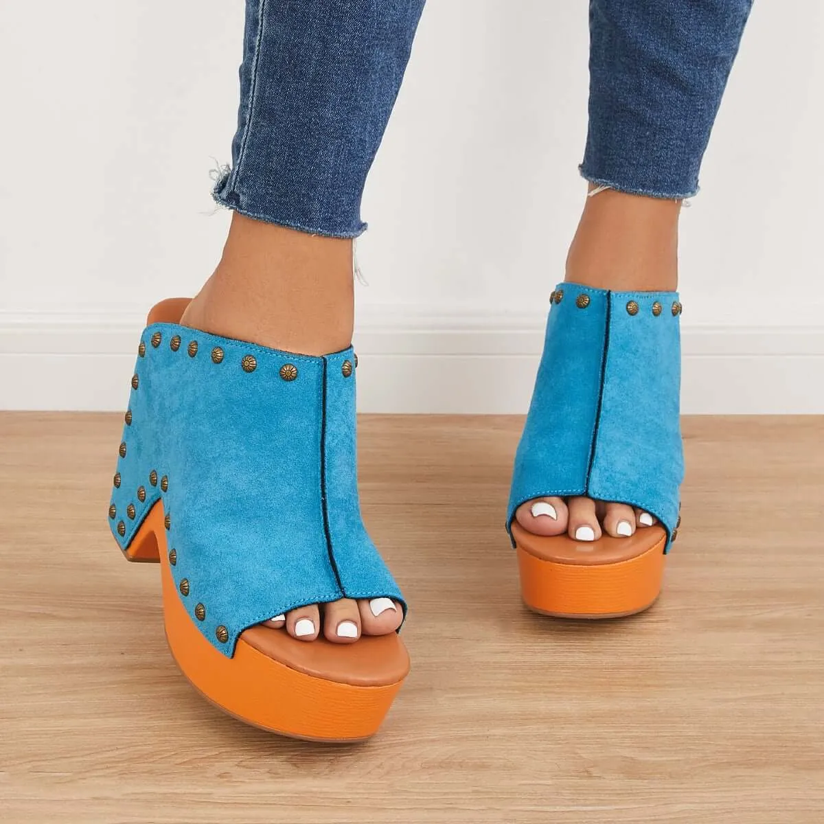 Retro Chunky Platform Heel Mules Slip on Sandals sold by Tinstree product image thumbnail 4
