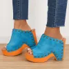 Retro Chunky Platform Heel Mules Slip on Sandals sold by Tinstree