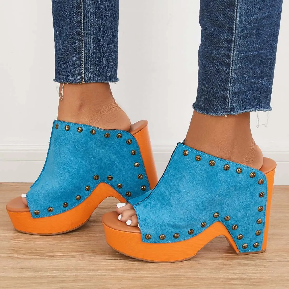 Retro Chunky Platform Heel Mules Slip on Sandals sold by Tinstree product image thumbnail 2