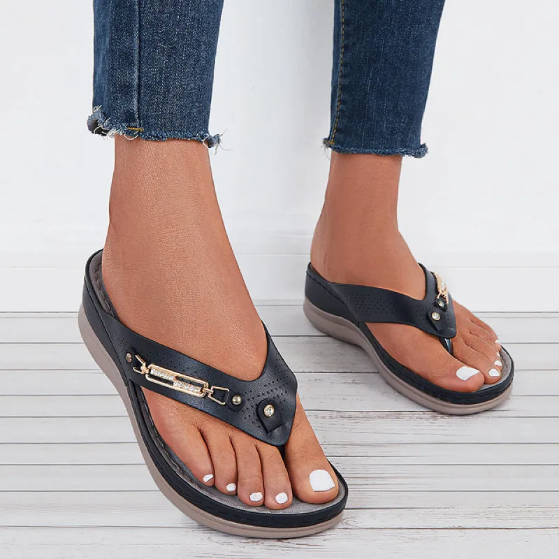 Platform Wedge Flip Flops Thong Sandals Arch Support Slippers sold by Tinstree