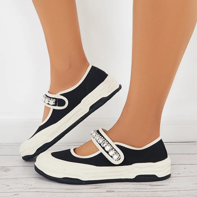 Velcro Low Top Platform Loafers Thick Sole Walking Shoes sold by Tinstree