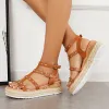 Studded Platform Wedges Espadrille Ankle T-Strap Sandals sold by Tinstree