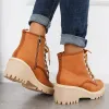 Waterproof Platform Wedge Ankle Work Boots Lace Up Hiking Combat Boots sold by Tinstree