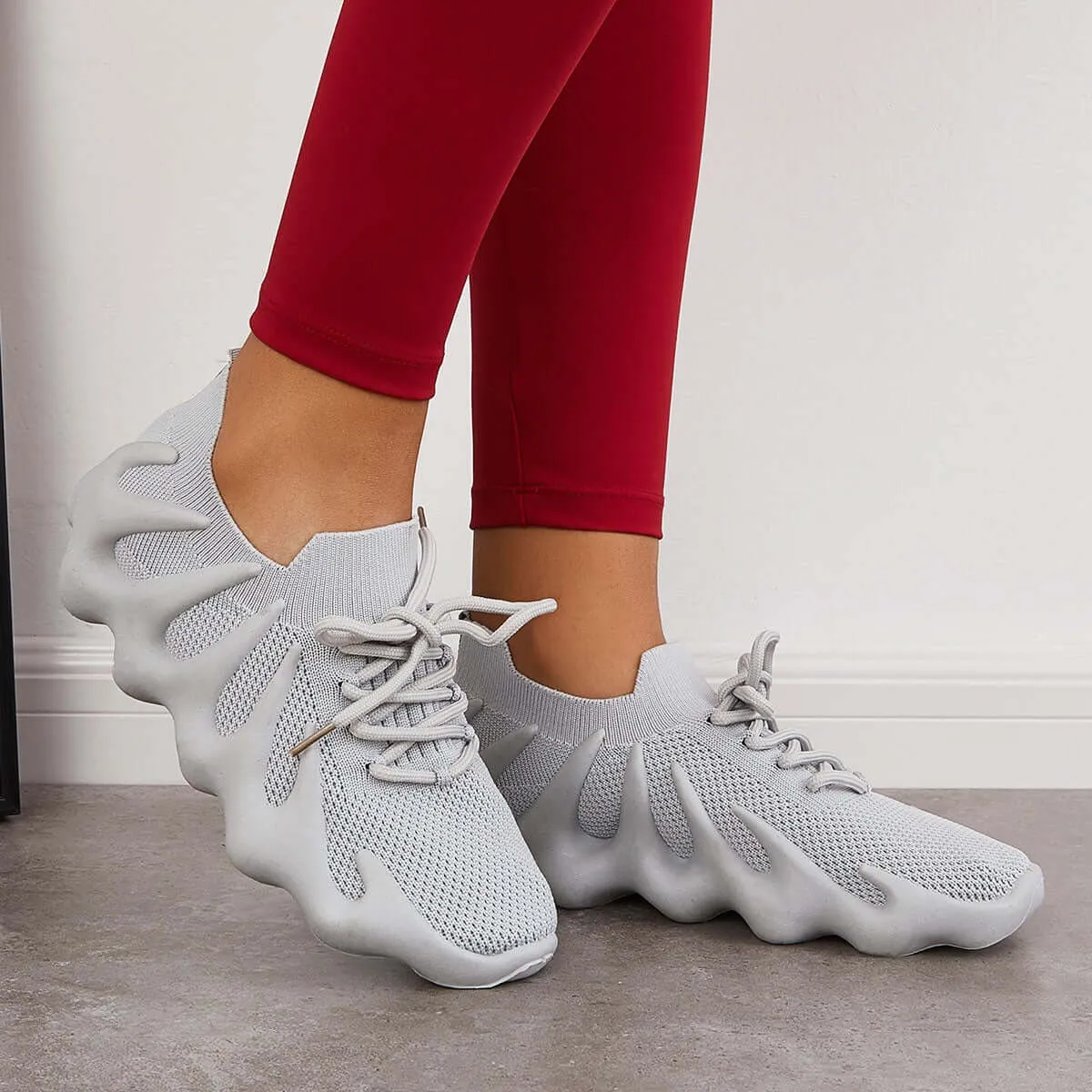 Breathable Lace Up Running Sneakers Knit Athletic Shoes sold by Tinstree product image thumbnail 5