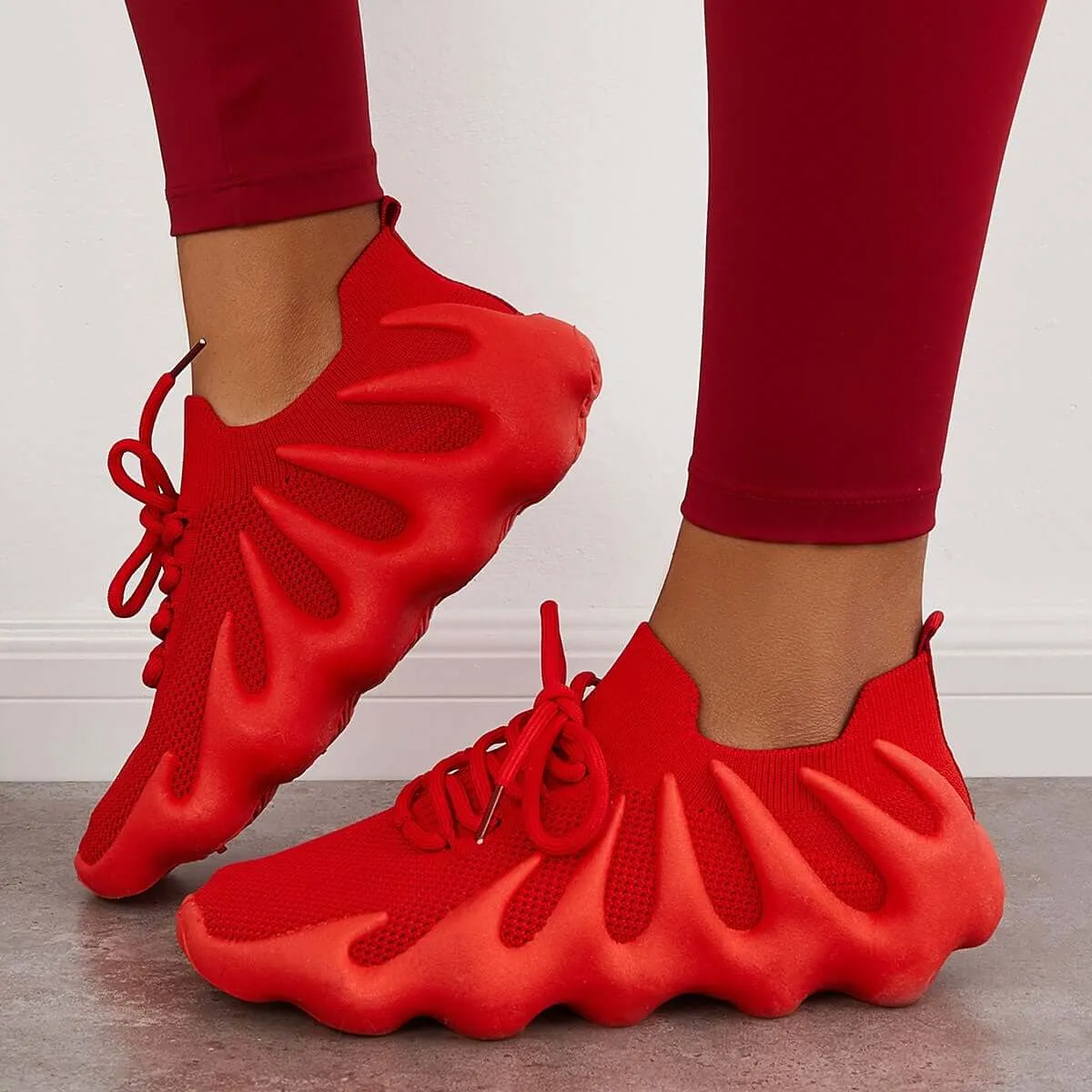 Breathable Lace Up Running Sneakers Knit Athletic Shoes sold by Tinstree