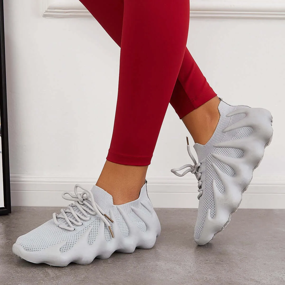 Breathable Lace Up Running Sneakers Knit Athletic Shoes sold by Tinstree product image thumbnail 4