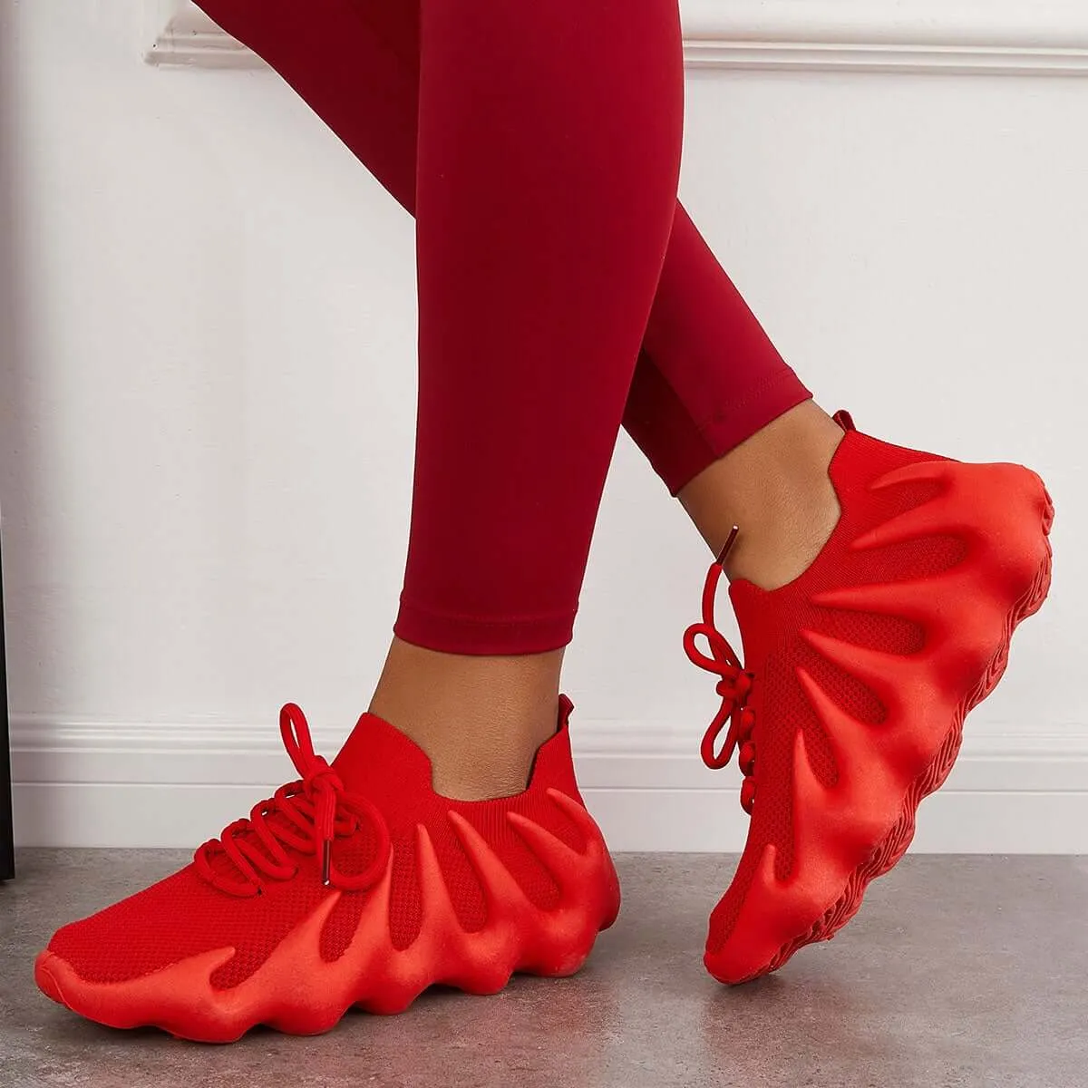 Breathable Lace Up Running Sneakers Knit Athletic Shoes sold by Tinstree product image thumbnail 2