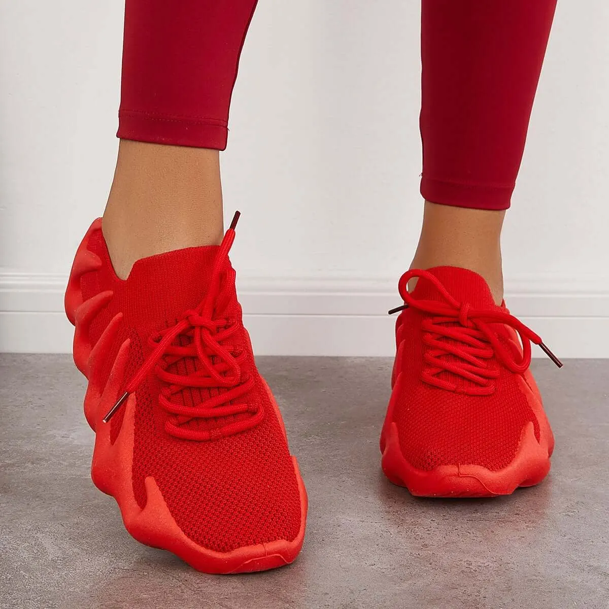 Breathable Lace Up Running Sneakers Knit Athletic Shoes sold by Tinstree product image thumbnail 3