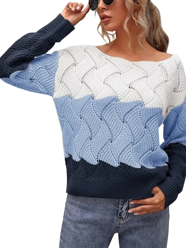 Women Casual Long Sleeve Fall Sweaters Crew Neck Knit Pullover Sweater Jumper Tops sold by Tinstree