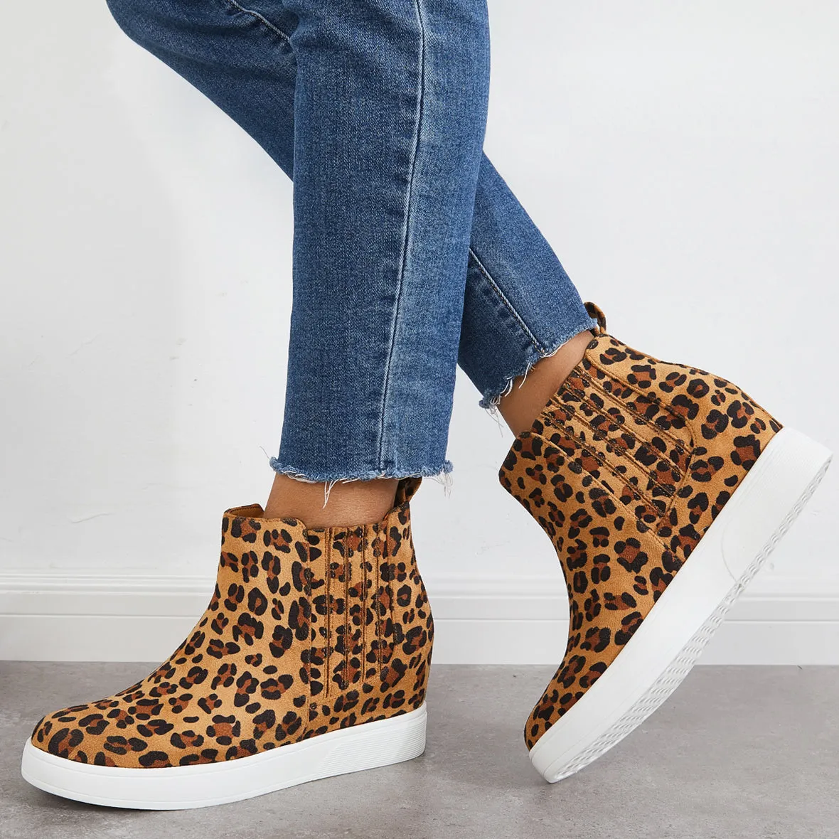 Slip on Hidden Wedge Sneakers High Top Ankle Booties sold by Tinstree product image thumbnail 2