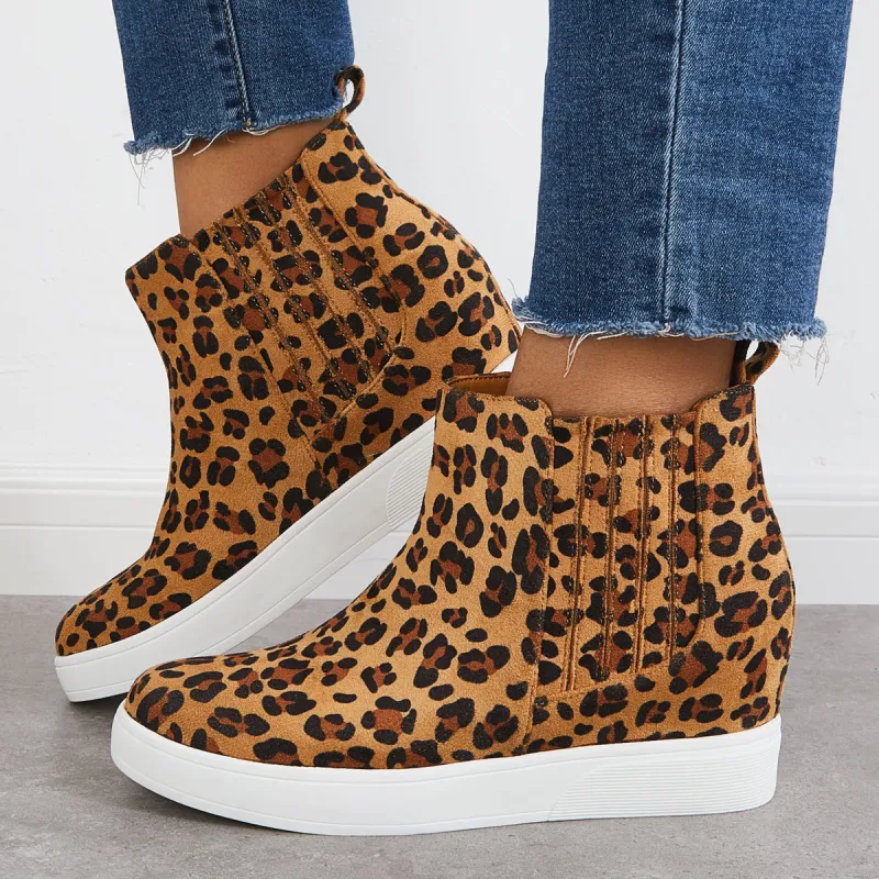 Slip on Hidden Wedge Sneakers High Top Ankle Booties sold by Tinstree