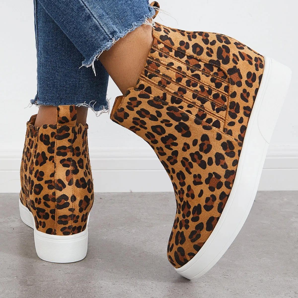 Slip on Hidden Wedge Sneakers High Top Ankle Booties sold by Tinstree product image thumbnail 4