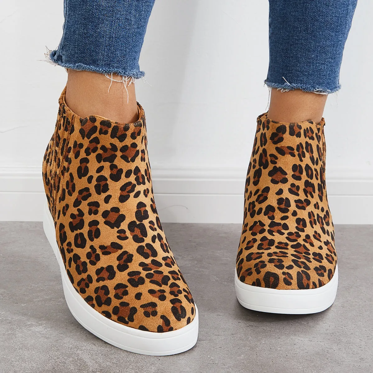 Slip on Hidden Wedge Sneakers High Top Ankle Booties sold by Tinstree product image thumbnail 3