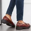 Round Toe Platform Penny Loafers Lug Sole Slip On Office Uniform Shoes sold by Tinstree