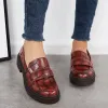 Round Toe Platform Penny Loafers Lug Sole Slip On Office Uniform Shoes sold by Tinstree