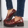 Round Toe Platform Penny Loafers Lug Sole Slip On Office Uniform Shoes sold by Tinstree