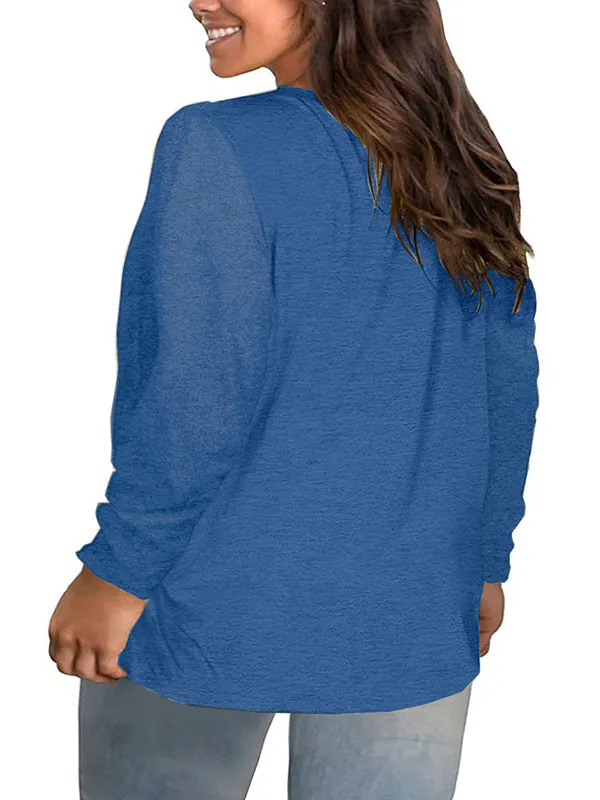 Women V Neck Long Sleeve T-Shirts Casual Button Tops Loose Comfy Warm Blouse sold by Tinstree product image thumbnail 4